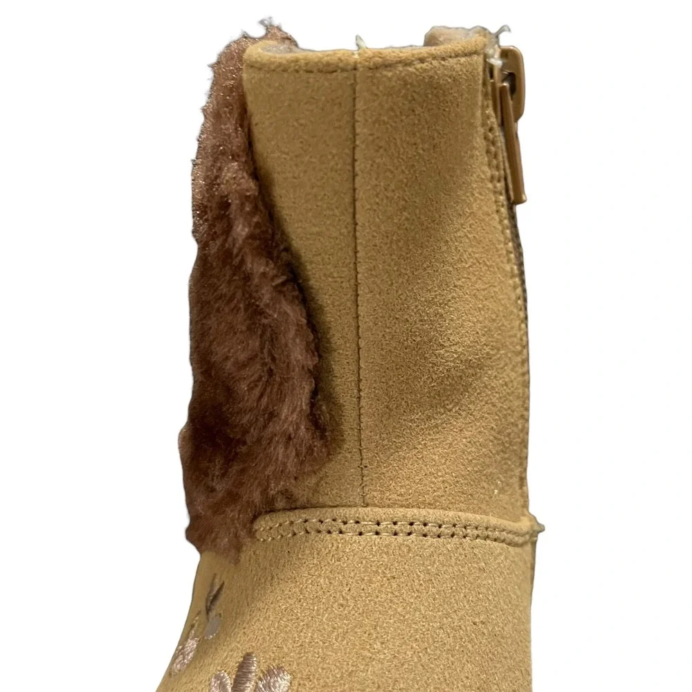 Rachel‎ Baby Girls Faux Suede Boots Size 5 Brown Tan Side Zip Stylish Comfort